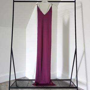 TOBI BURGUNDY MAXI DRESS W/ DOUBLE SLIT (Size XS)